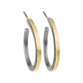 Dazzling Glow Engagement Accent Black and Gold Mini Hoops