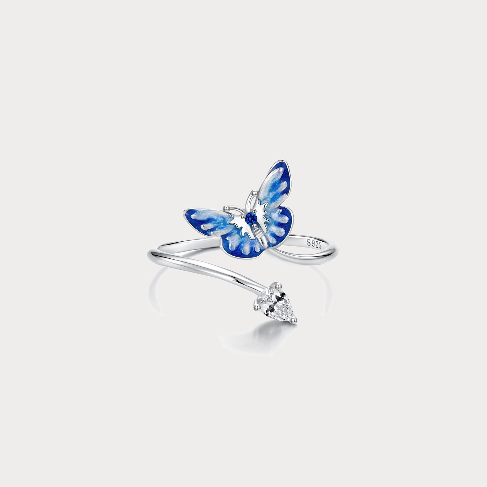 Blue Butterfly Ring Timeless Craft Sparkling Item