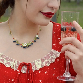 Blueberry Flower Necklace Versatile Piece Layered Look