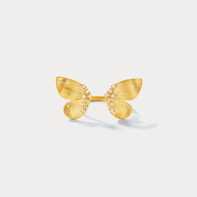 Brushed Butterfly Ring Lucky Charm
