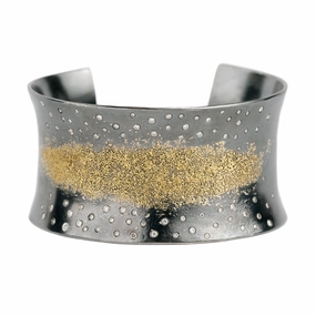 Breezy Bop Cuff - 22k Gold Dust, Oxidized Argentium Silver   Reclaimed Diamonds Classic Pop