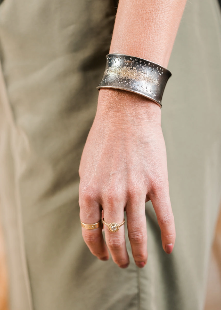 Artistic Mood Breezy Bop Cuff - 22k Gold Dust, Oxidized Argentium Silver   Reclaimed Diamonds
