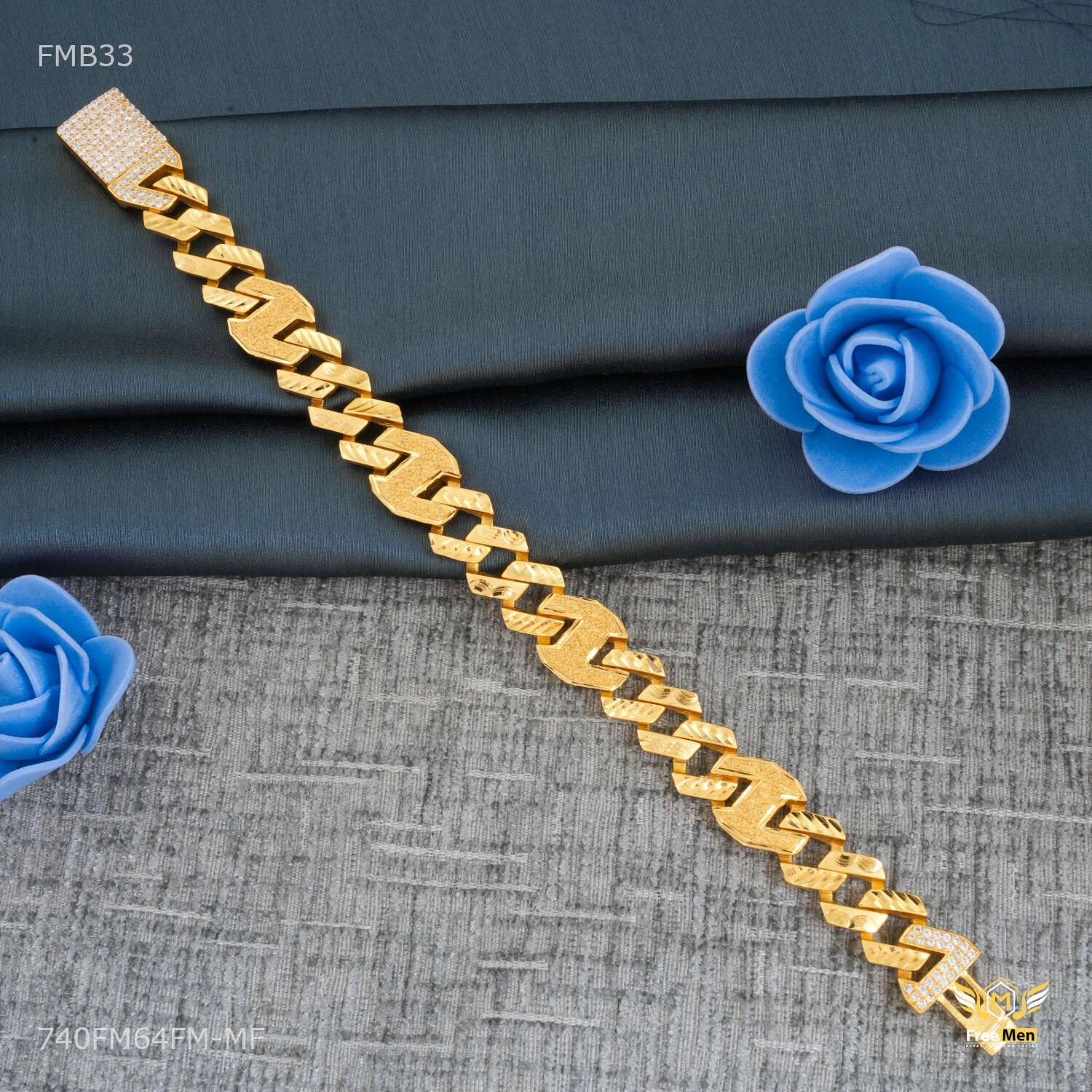 Dainty Touch Understated Elegance Designer H cut with AD Bracelet For Men - FMMB335