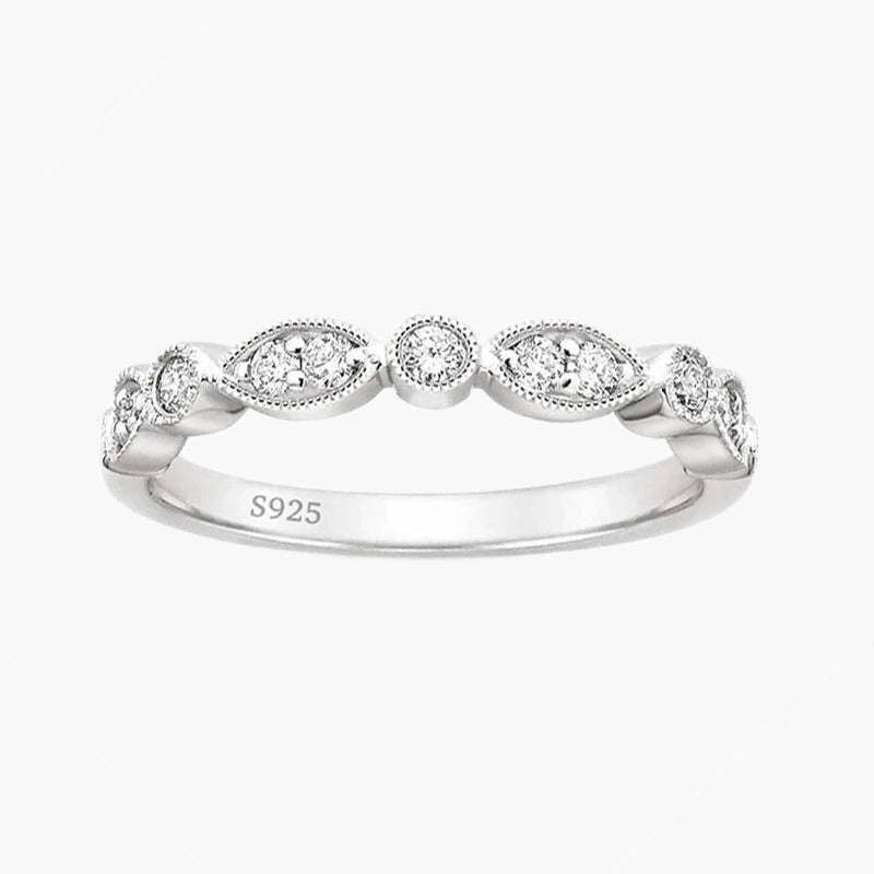 Excellent Item 925 Sterling Silver Wedding Band Eternity Stackable Ring