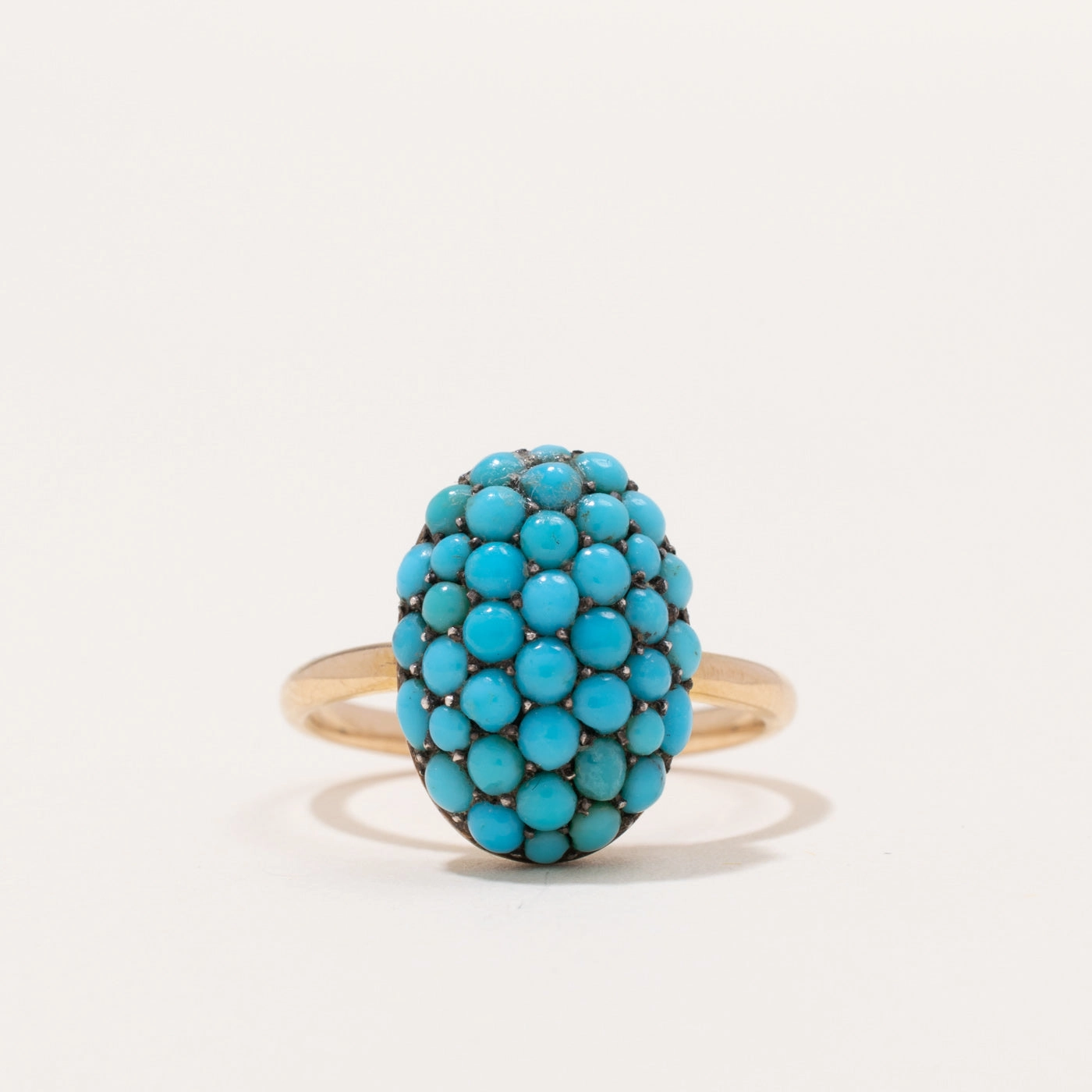 Antique Victorian Turquoise Bombe Ring | 1.63ctw | SZ 6.5 | Charming Stones
