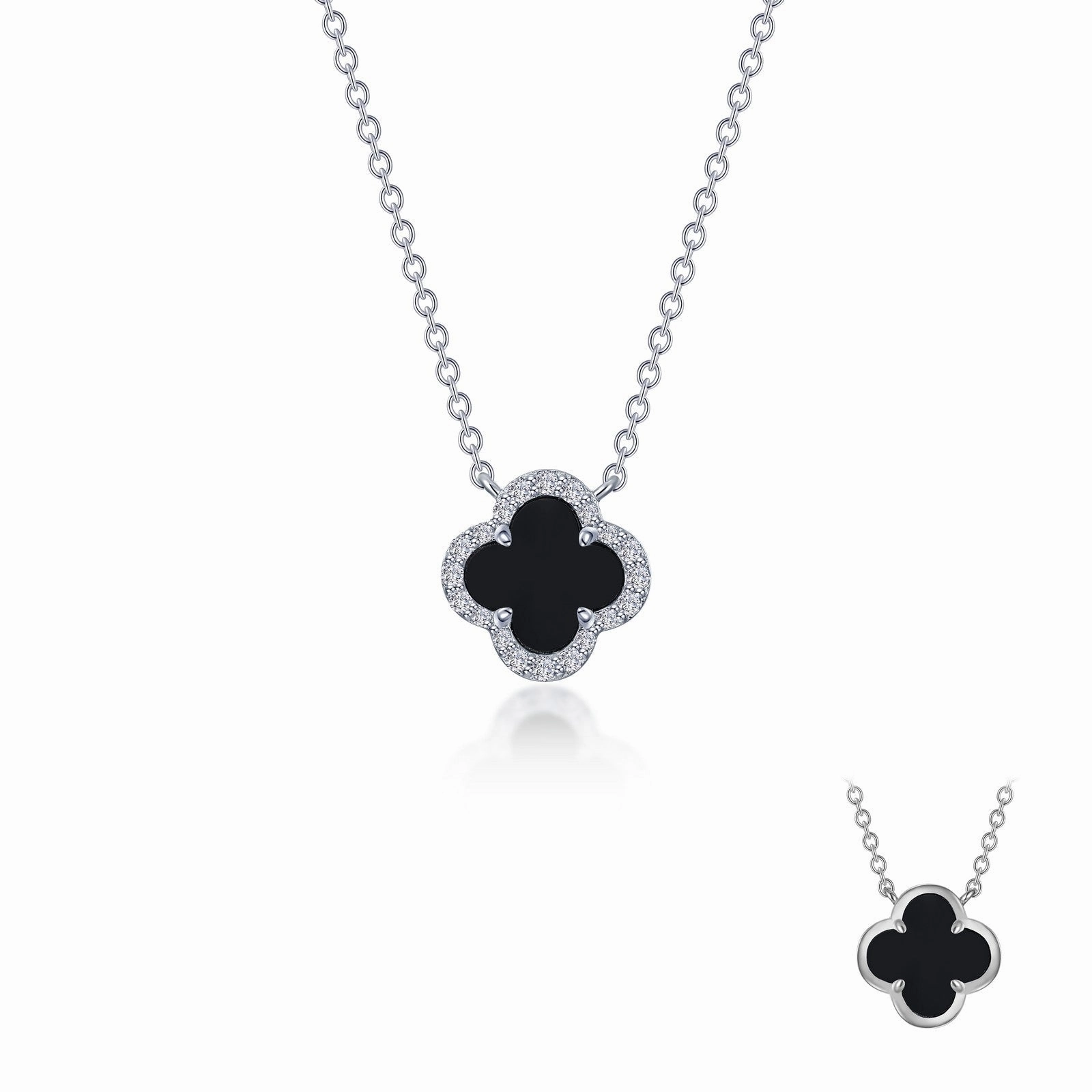Gleaming Touch Lafonn Onyx Clover Necklace