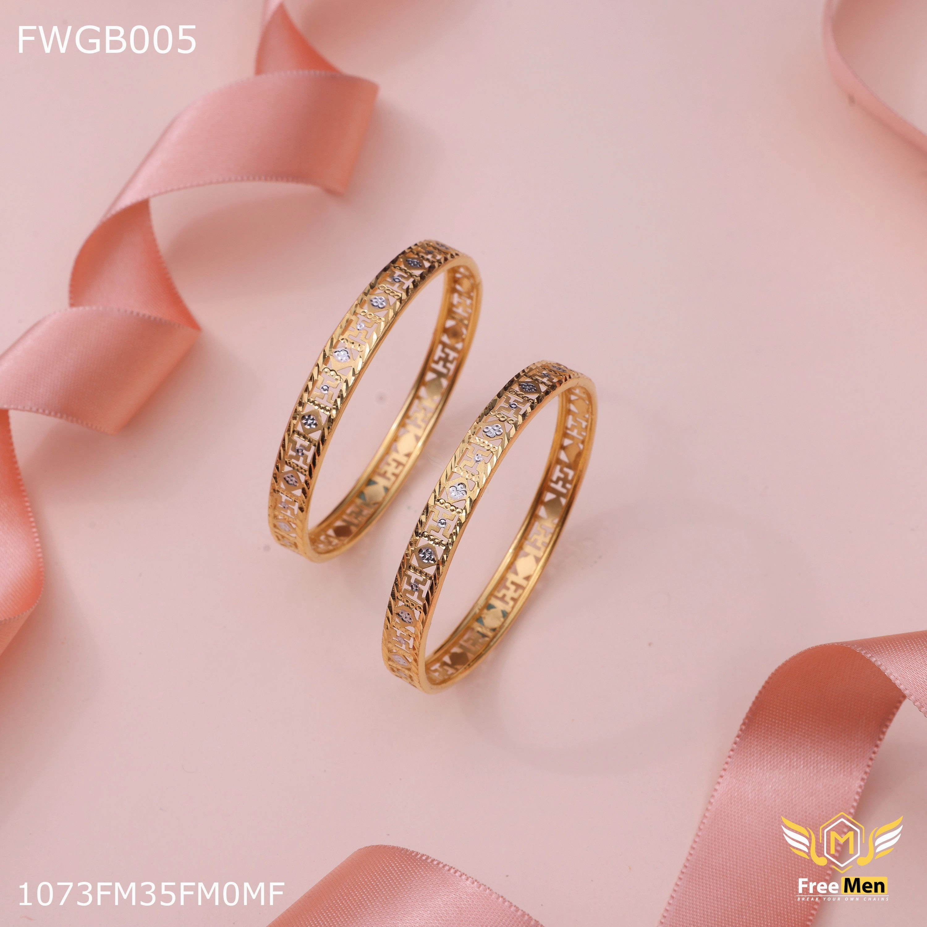 Gifting Light Crisp Shine Freemen 1mg Sathiya Bangles woth rhodium gold plated for women - FWGB005
