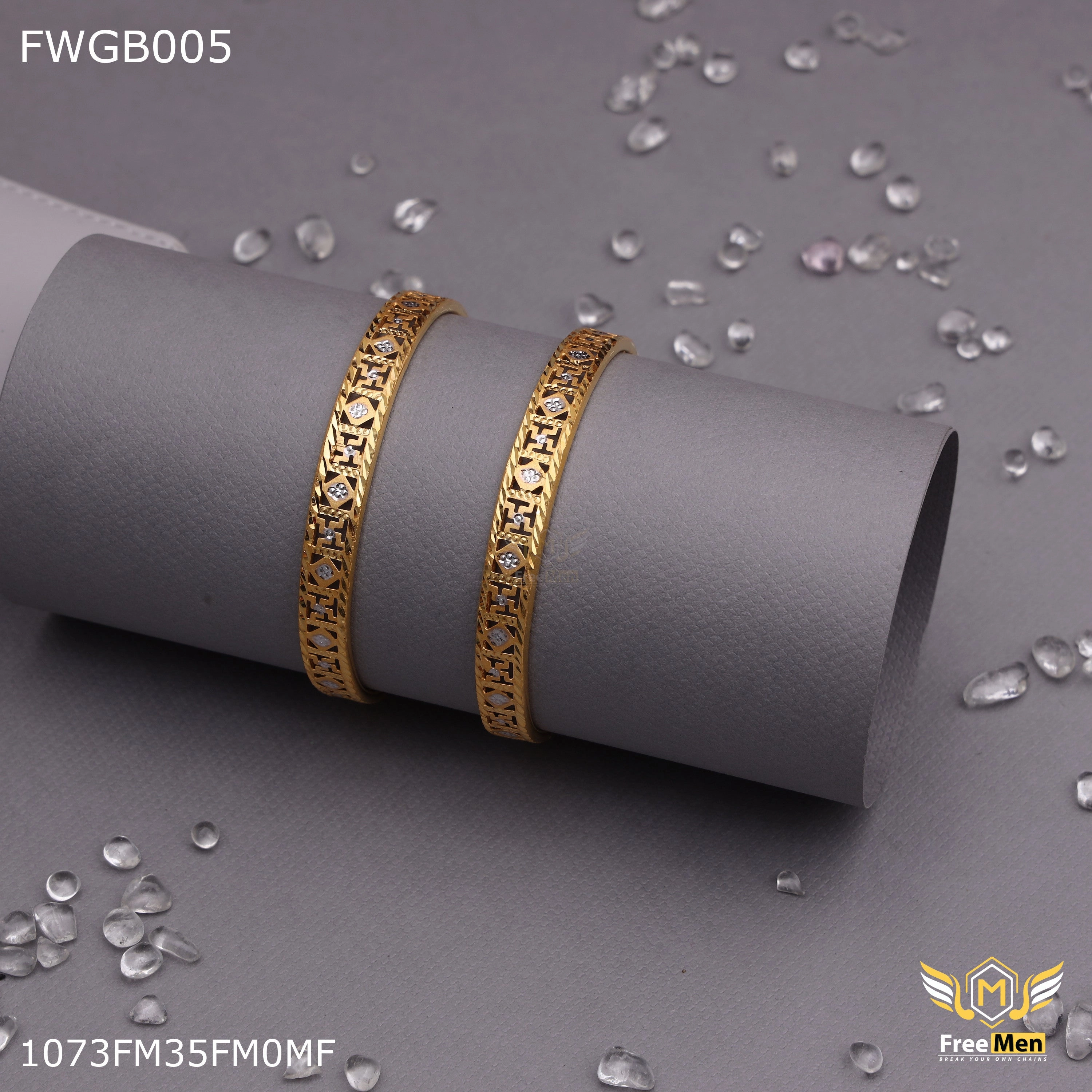 Sparkling Style Freemen 1mg Sathiya Bangles woth rhodium gold plated for women - FWGB005