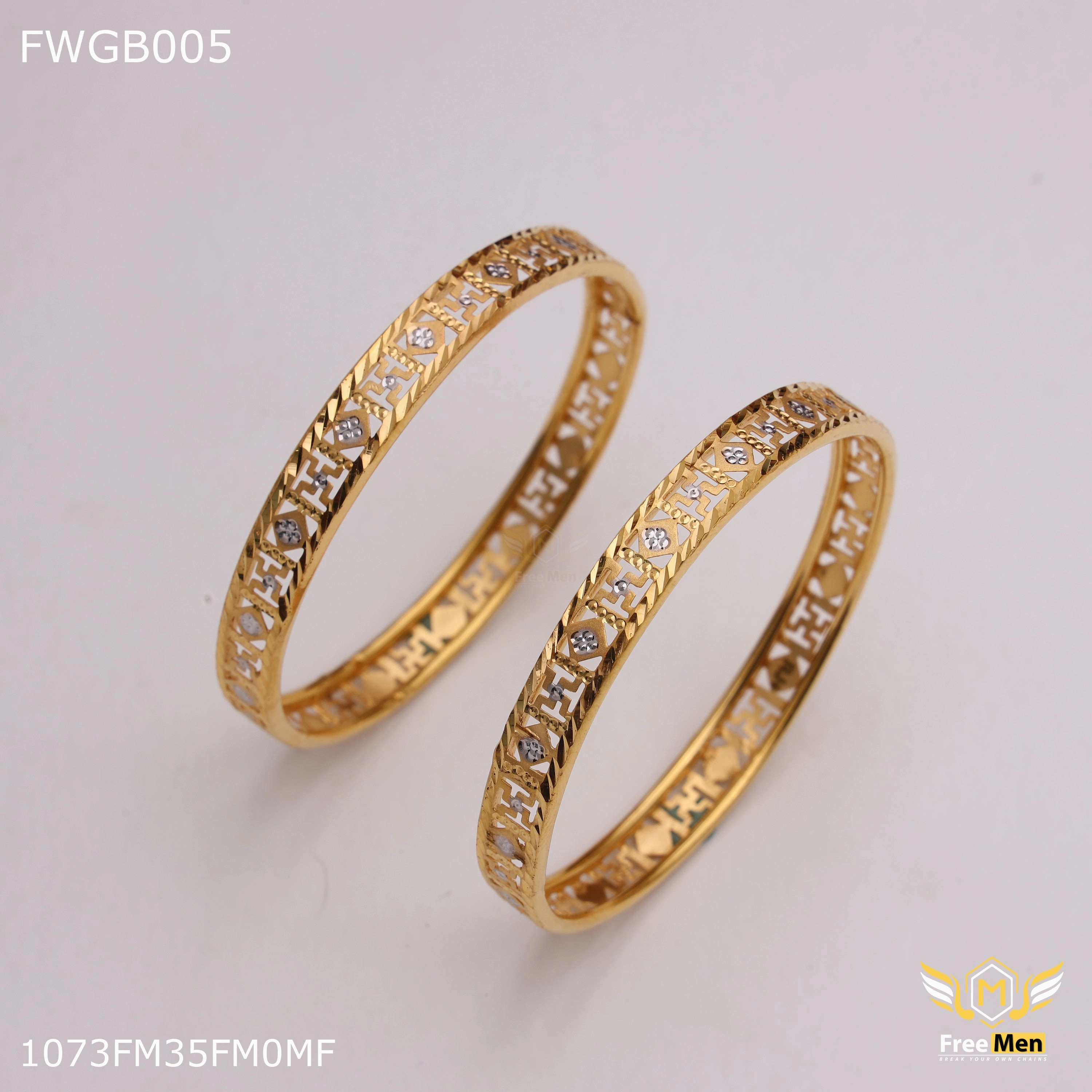 Layered Vibe Freemen 1mg Sathiya Bangles woth rhodium gold plated for women - FWGB005