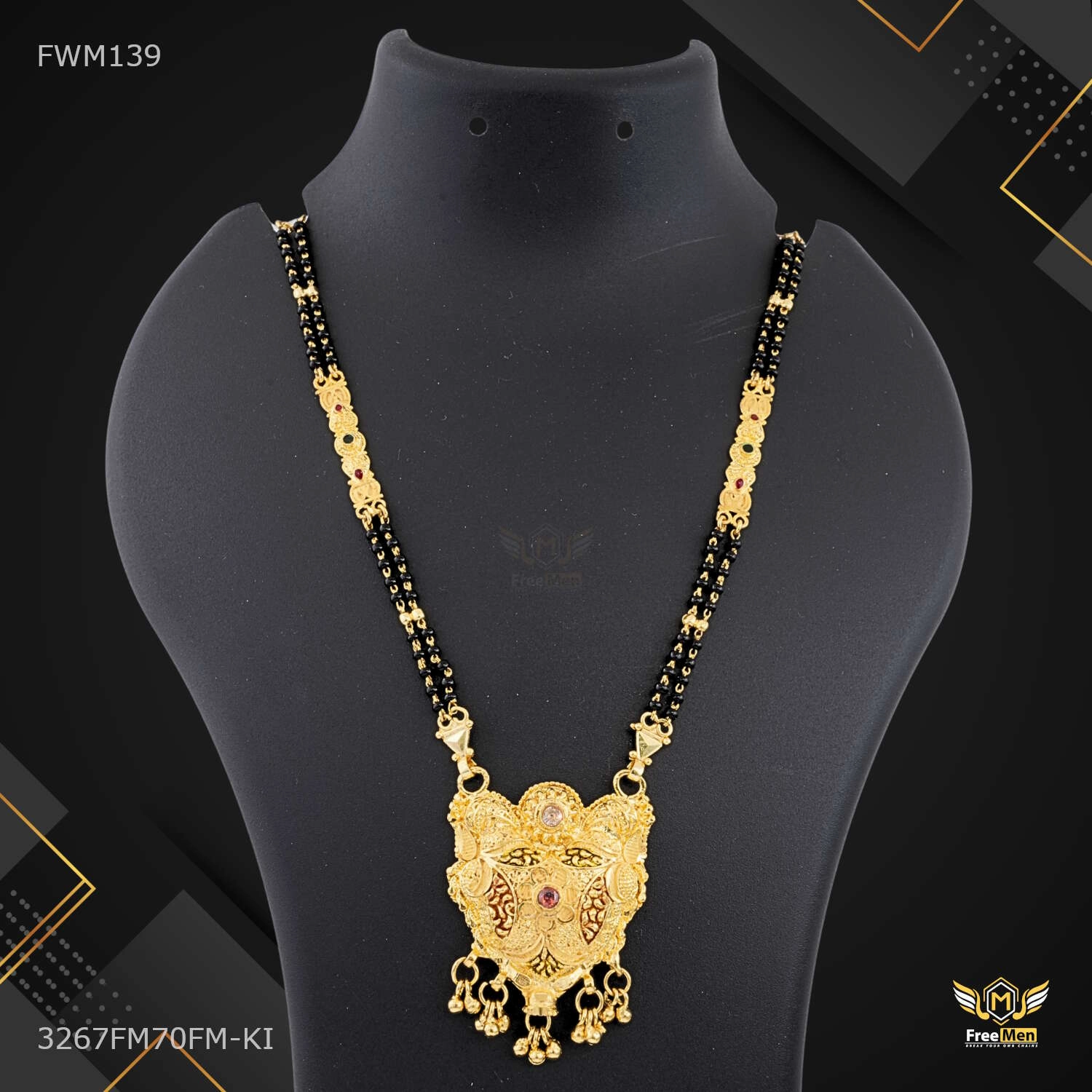 Designer Dual Mini AD Golden Mangalsutra for women - FWM139 Distinctive Finish