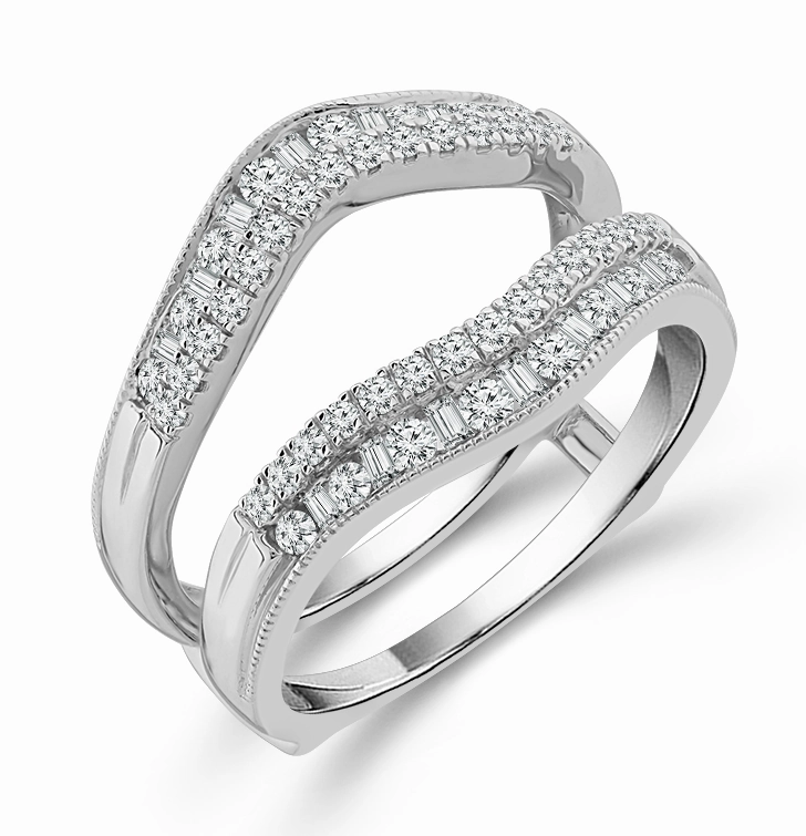 Bremer Jewelry Curved Guard Diamond Wedding Ring in 14K White Gold (0.50ctw) Fashionable Design