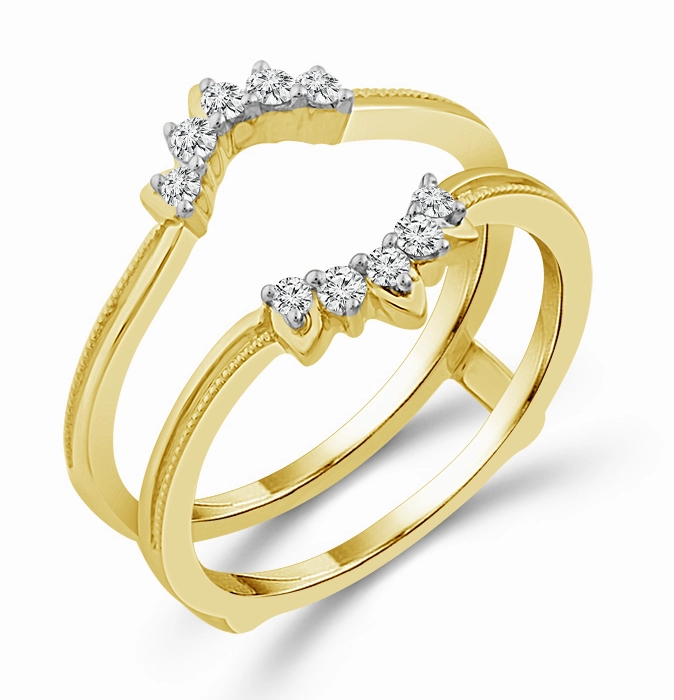 Bremer Jewelry Curved Guard Diamond Wedding Ring in 14K Yellow Gold (0.16ctw) Stylish Article Superior Craftsmanship