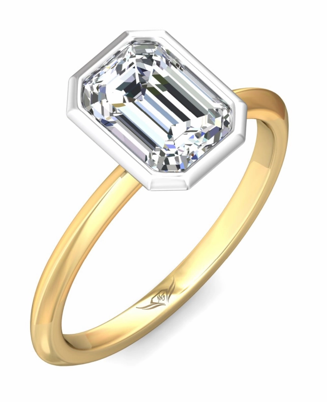 Creative Keepsake Bremer Jewelry Emerald Center Solitaire Diamond Engagement Ring Setting in 14K Yellow/White Gold