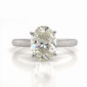 party accessory Bremer Jewelry Oval Solitaire Lab Grown Diamond Engagement Ring in 14K White Gold (2.00ctw)