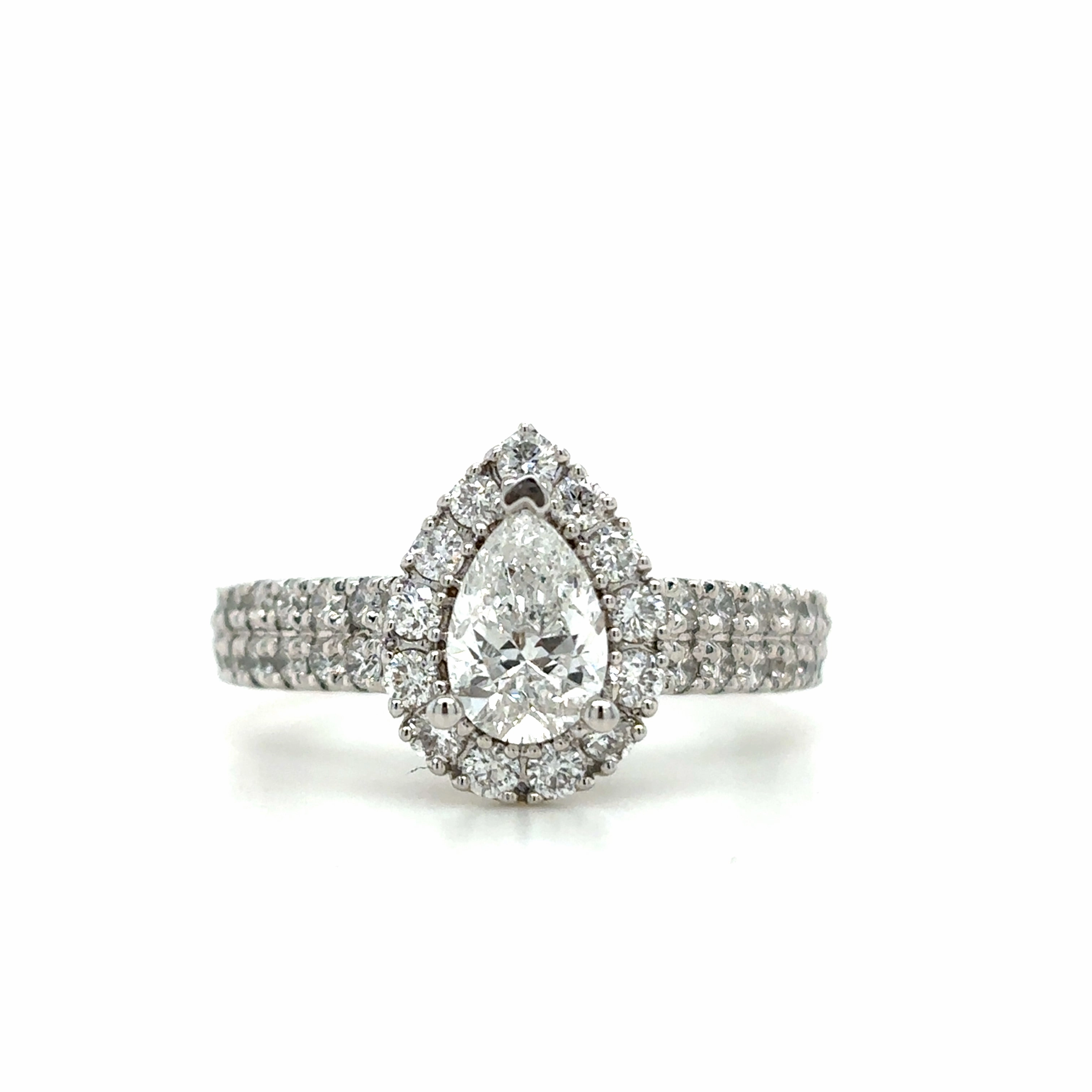 Branded Art Seasonal Favorite Bremer Jewelry Pear Center Halo Diamond Engagement Ring in 14K White Gold (2.25ctw)