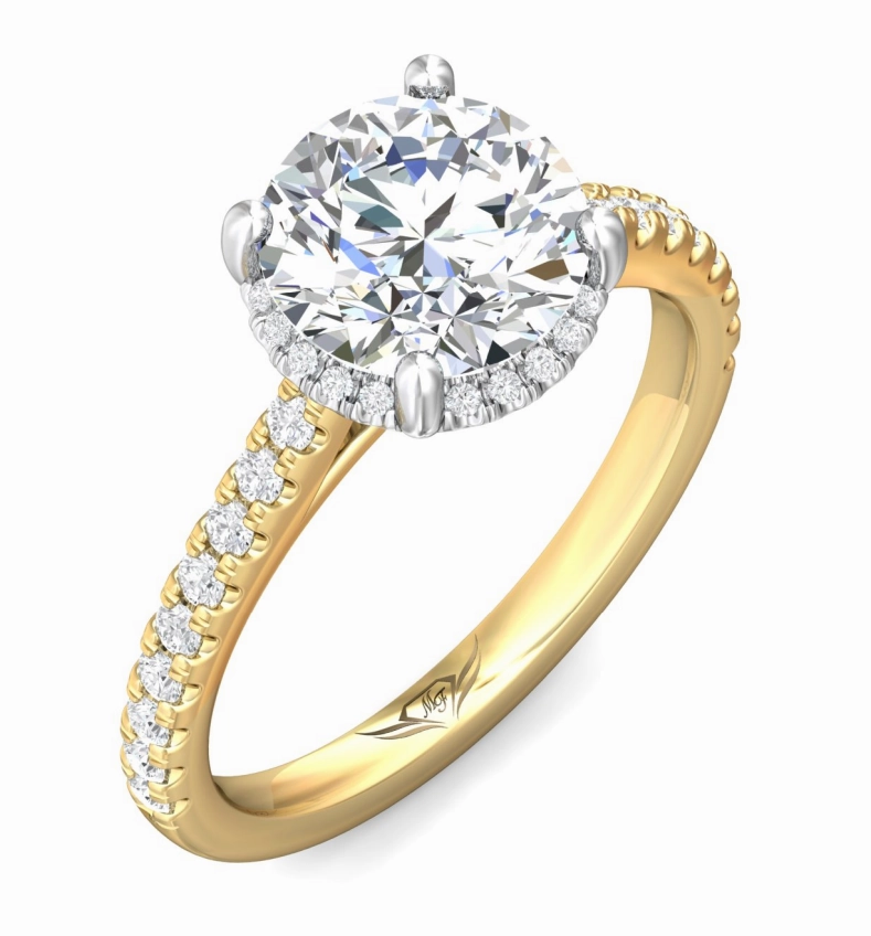 Bremer Jewelry Round Center Hidden Halo Diamond Engagement Ring Setting in 14K Yellow/White Gold (0.34ctw) Chic Finish