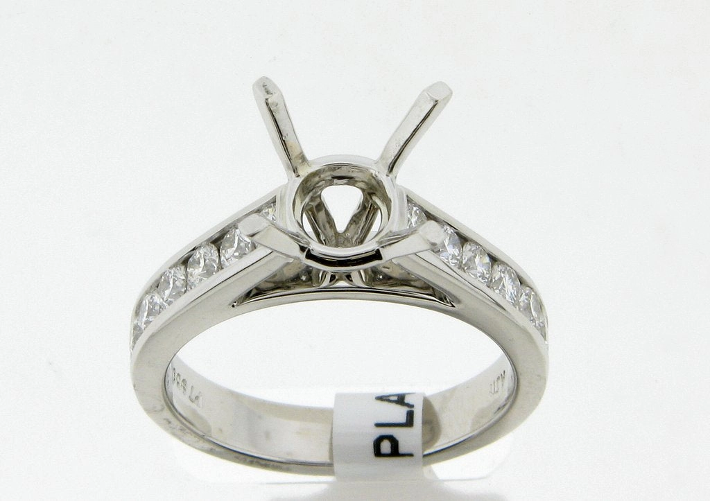 Affordable price Bremer Jewelry Round Center Side Stone Diamond Engagement Ring Setting in 950 White Platinum (.84ctw)