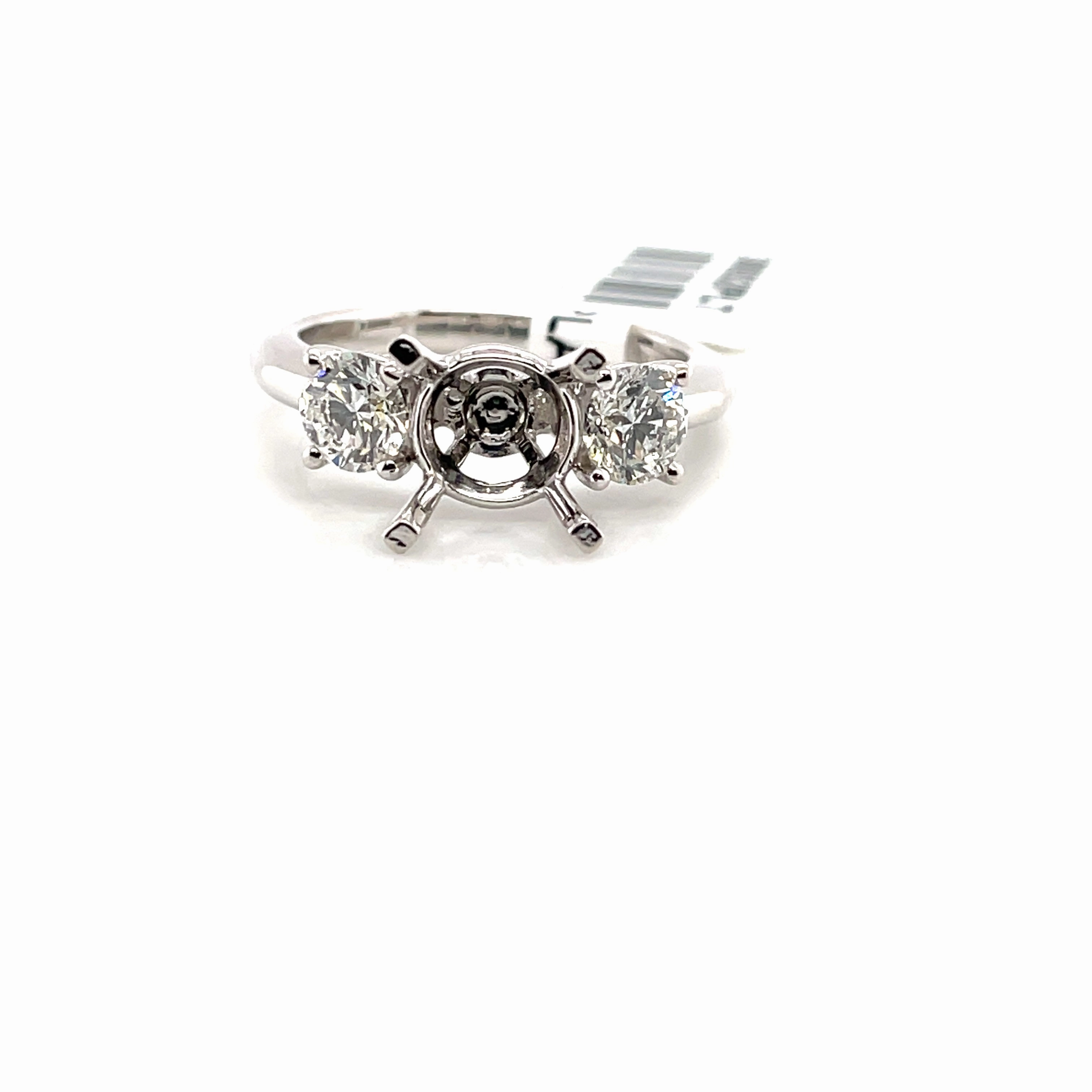 Beautiful Craft Essential Accessory Bremer Jewelry Round Center Three-Stone Diamond Engagement Ring Setting in Platinum (0.90ctw)