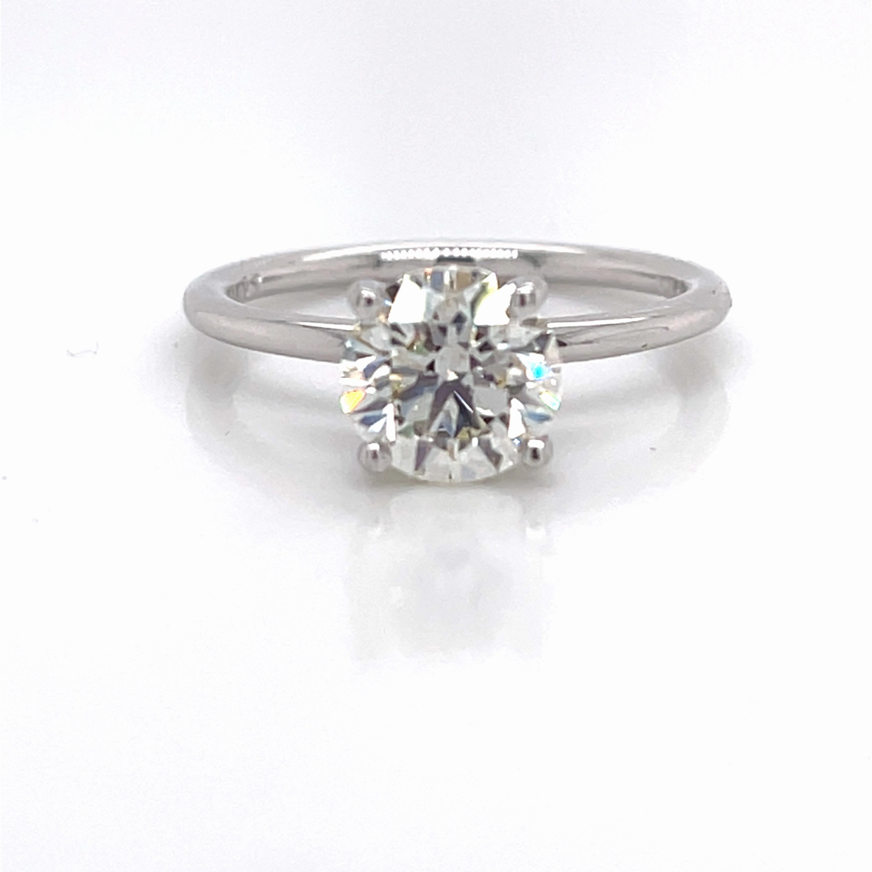 Affordable Expression Artistic Insignia Bremer Jewelry Round Solitaire Diamond Engagement Ring in 14K White Gold (1.24ctw)