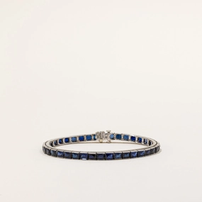 Shiny Details Classic Feature Vintage French Cut Synthetic Sapphire Tennis Bracelet | 14.00ctw | 7" |