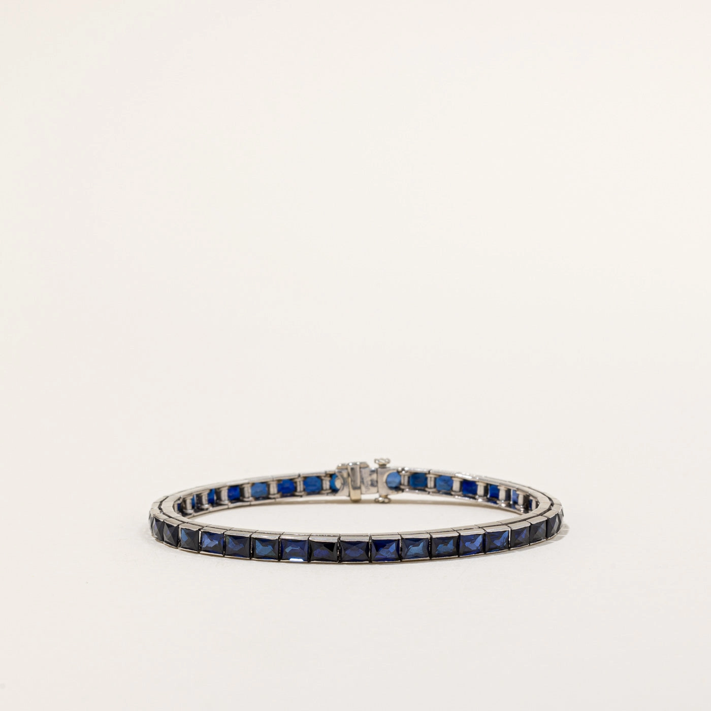 Shiny Details Classic Feature Vintage French Cut Synthetic Sapphire Tennis Bracelet | 14.00ctw | 7" |