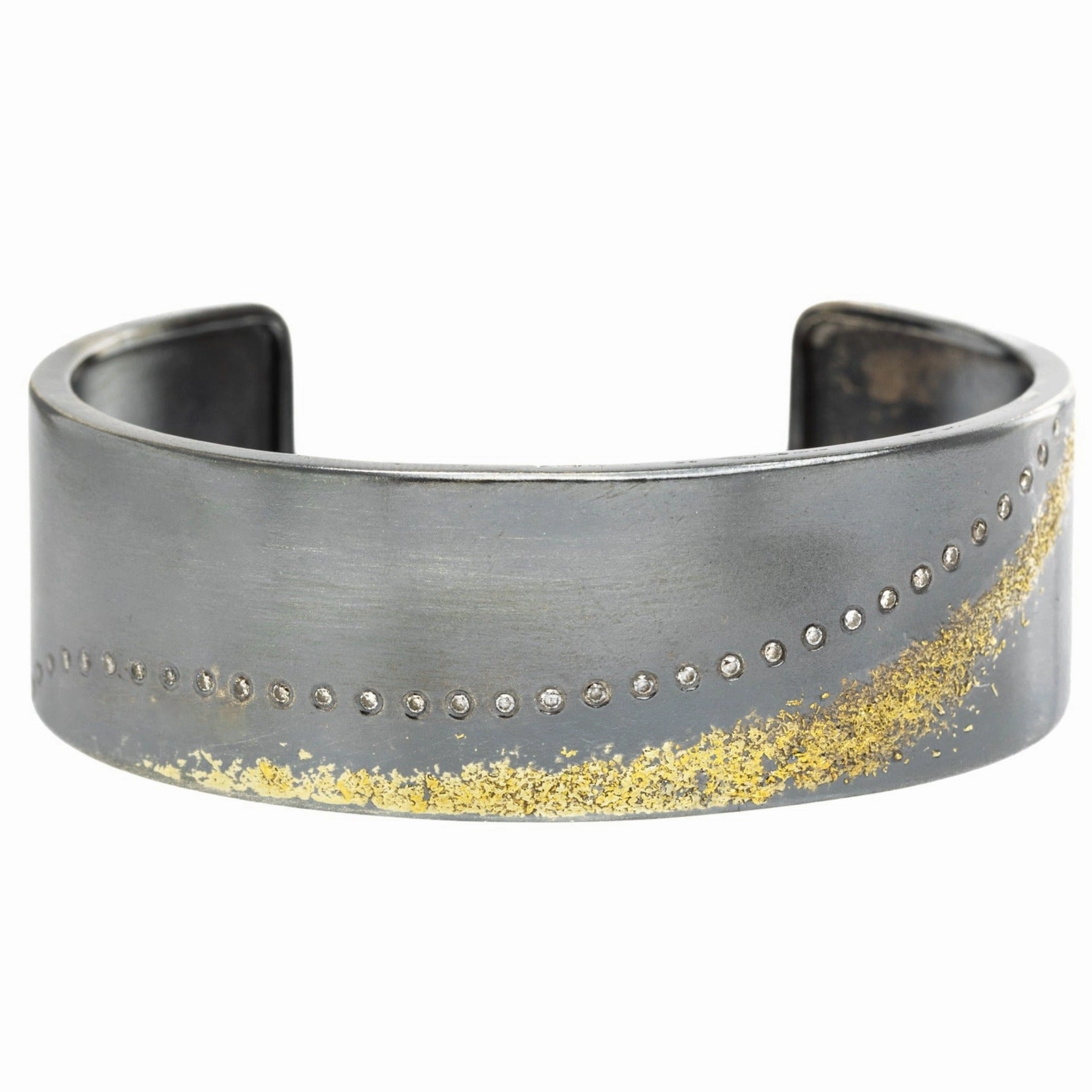 Slice Diamond Cuff - 22k Gold, Oxidized Silver   Reclaimed Diamonds Modern Pair