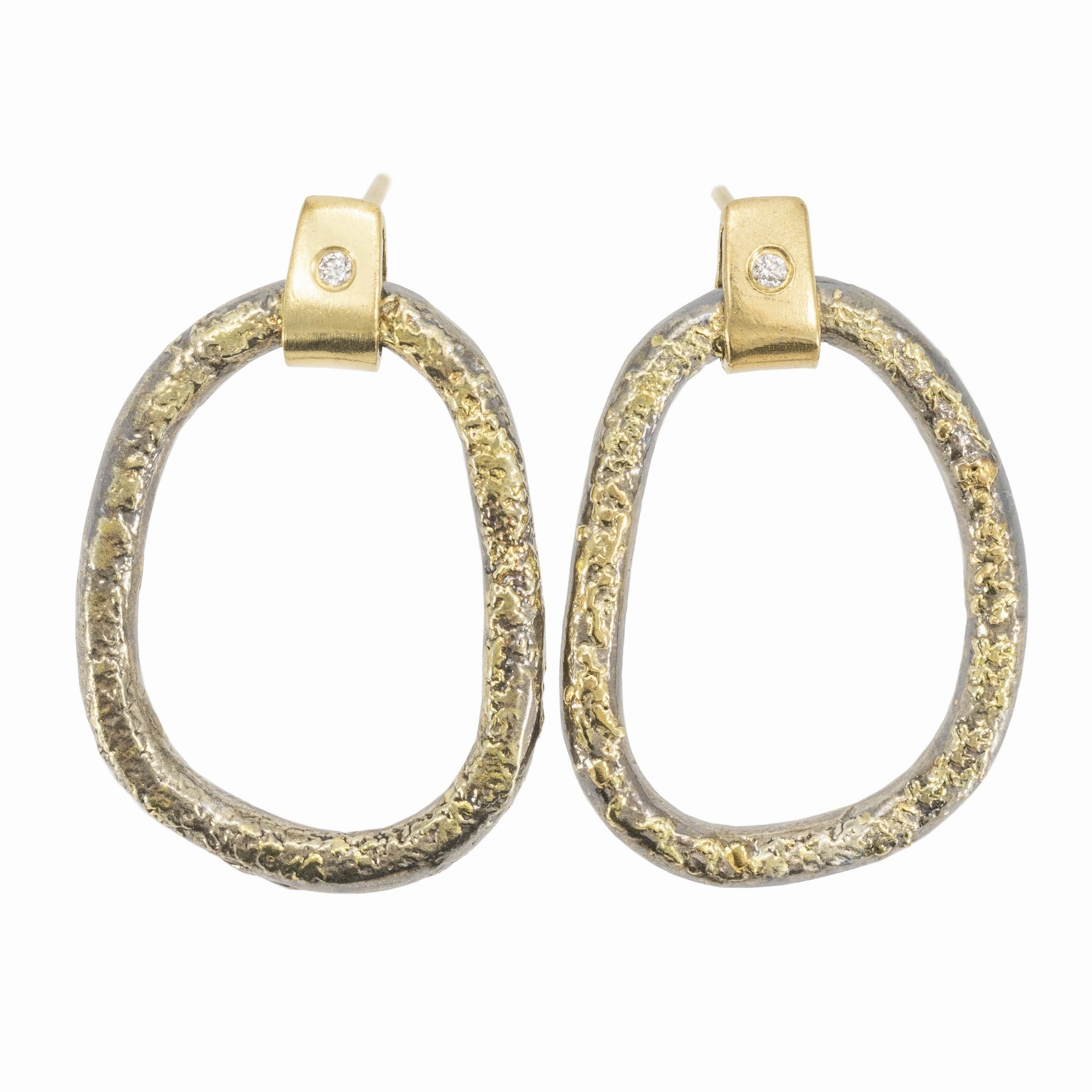 Dusted Carabiner Earrings - 22ky, 18ky   Oxidized Silver Bright Pop Event Style