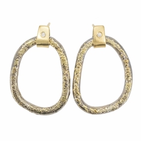 Dusted Carabiner Earrings - 22ky, 18ky   Oxidized Silver Bright Pop Event Style