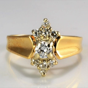 High Set Diamond ClustervRing | 0.26ctw | SZ 5 | Classic Fashion