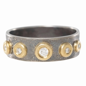 Sunnyside Diamond Band - 18k Gold   Oxidized Silver Polished Spark