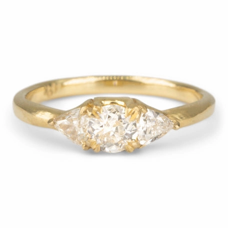 Soft Form 3 Stone Old European Cut Diamond Ring - 18k Gold   Diamonds