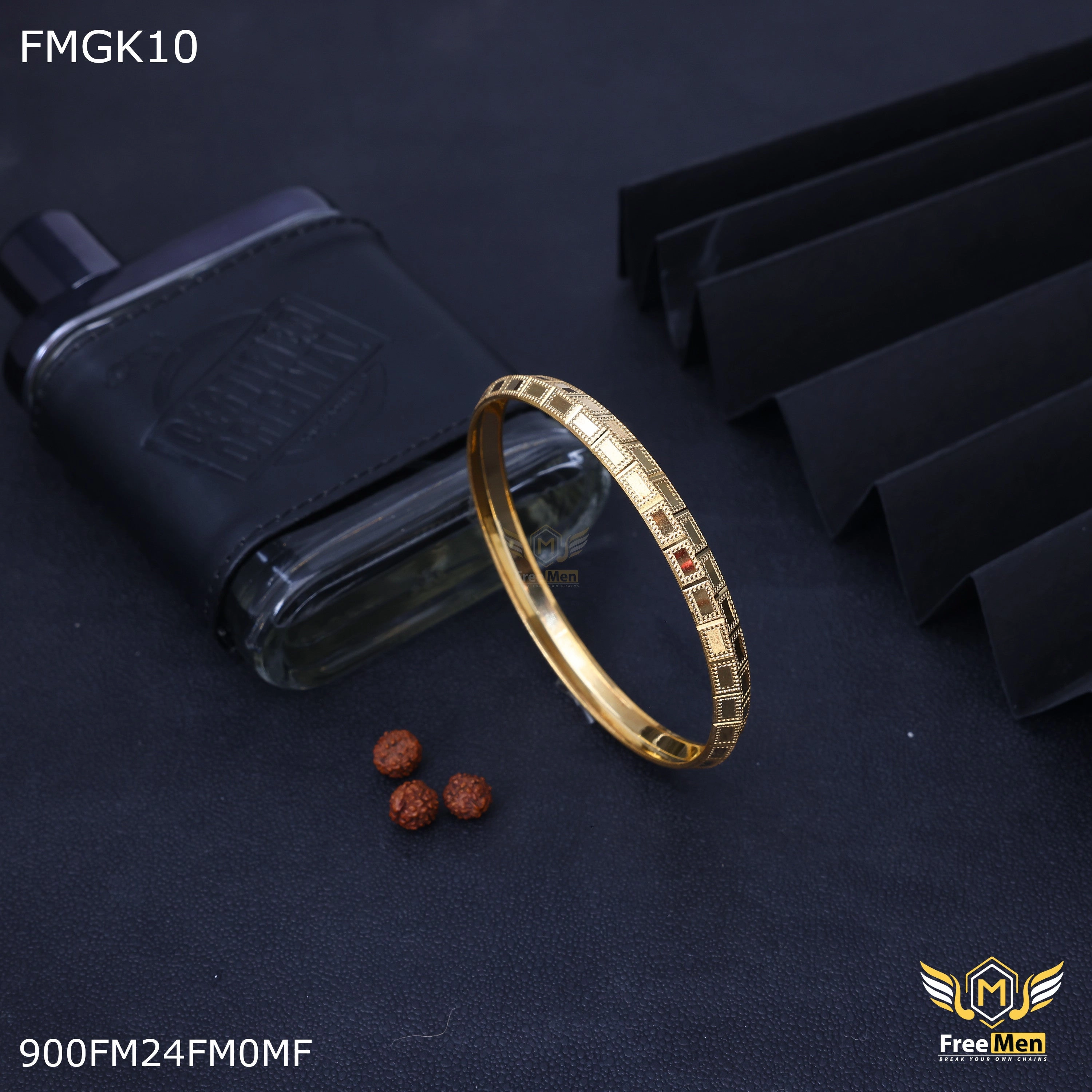 Minimal Accent Freemen Gold plated Square box gold Kada  - FMGK10