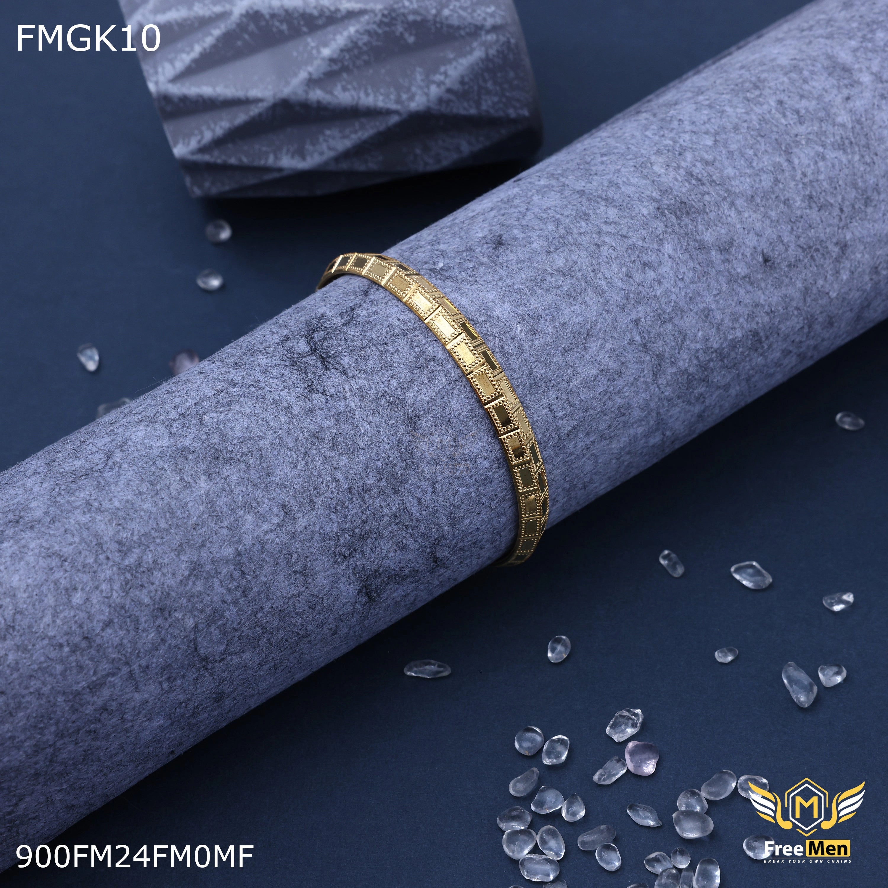 Freemen Gold plated Square box gold Kada  - FMGK10 Vibrant Shine