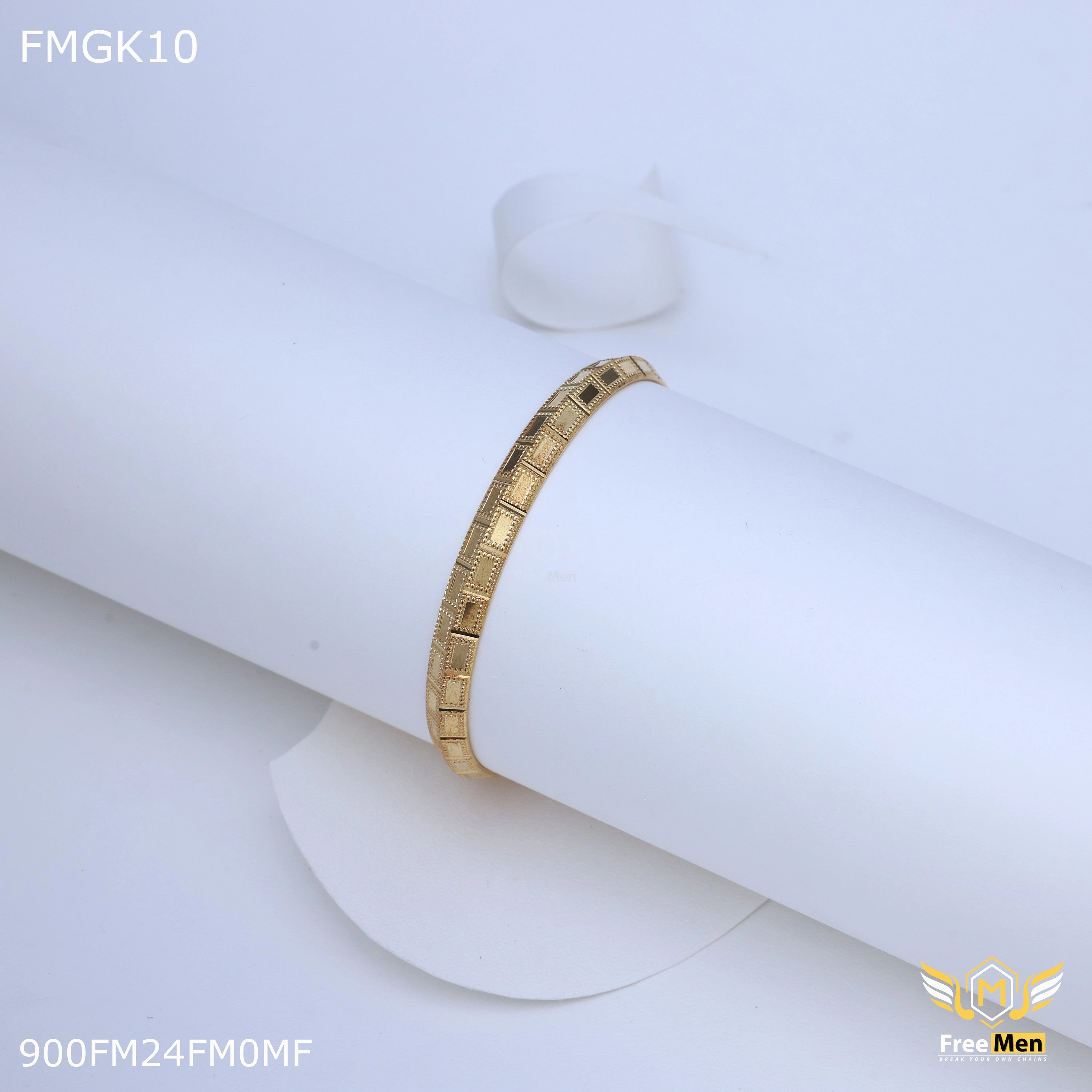 Occasion Style Freemen Gold plated Square box gold Kada  - FMGK10