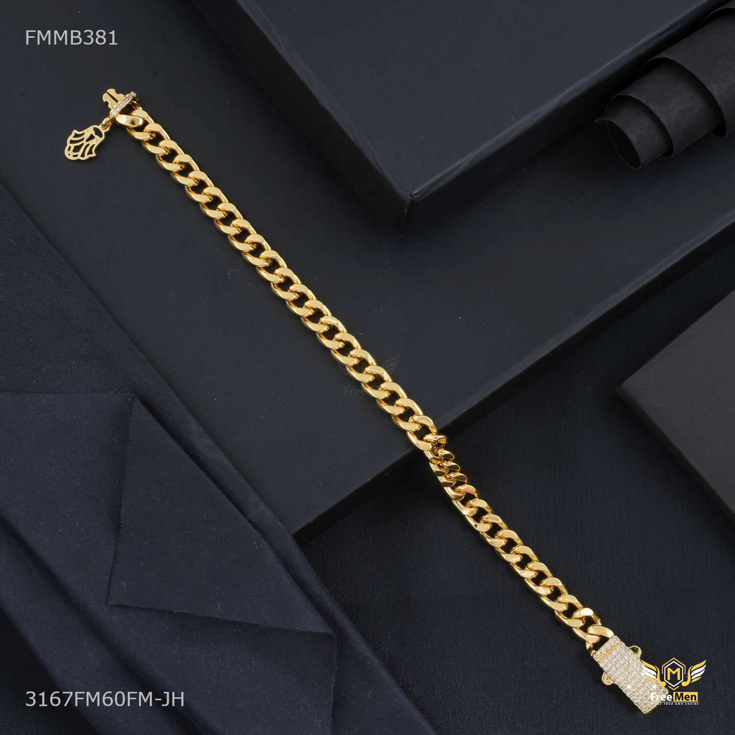 Mini Luxury Ring to Ring Bracelet for Men - FMMB381 Sparkle Boost