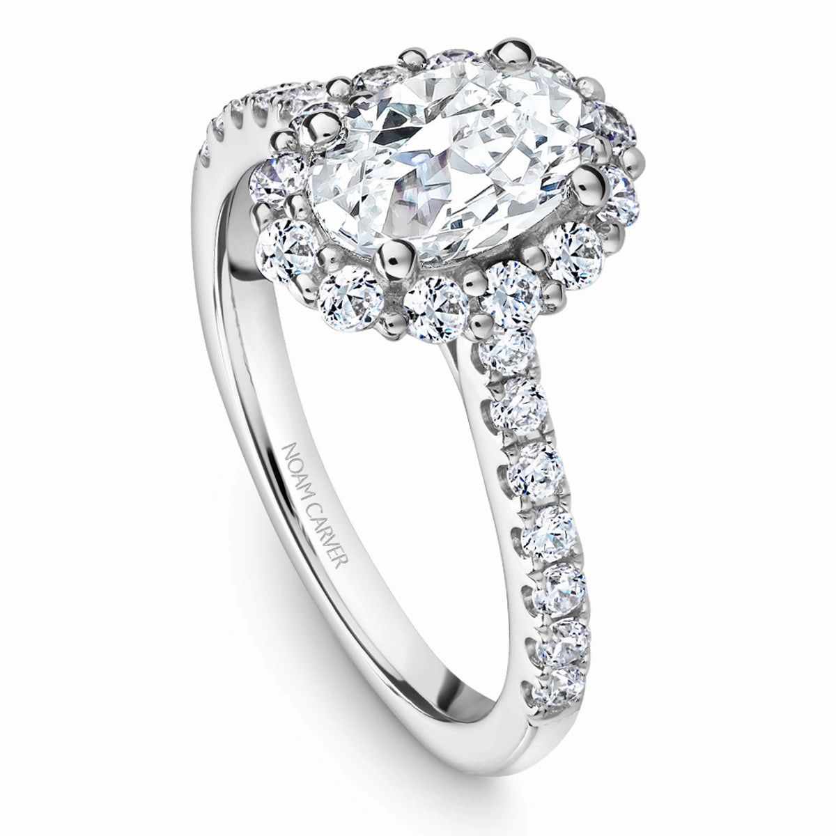 Exclusive Work Noam Carver Oval Halo Diamond Engagement Ring Setting in White Gold