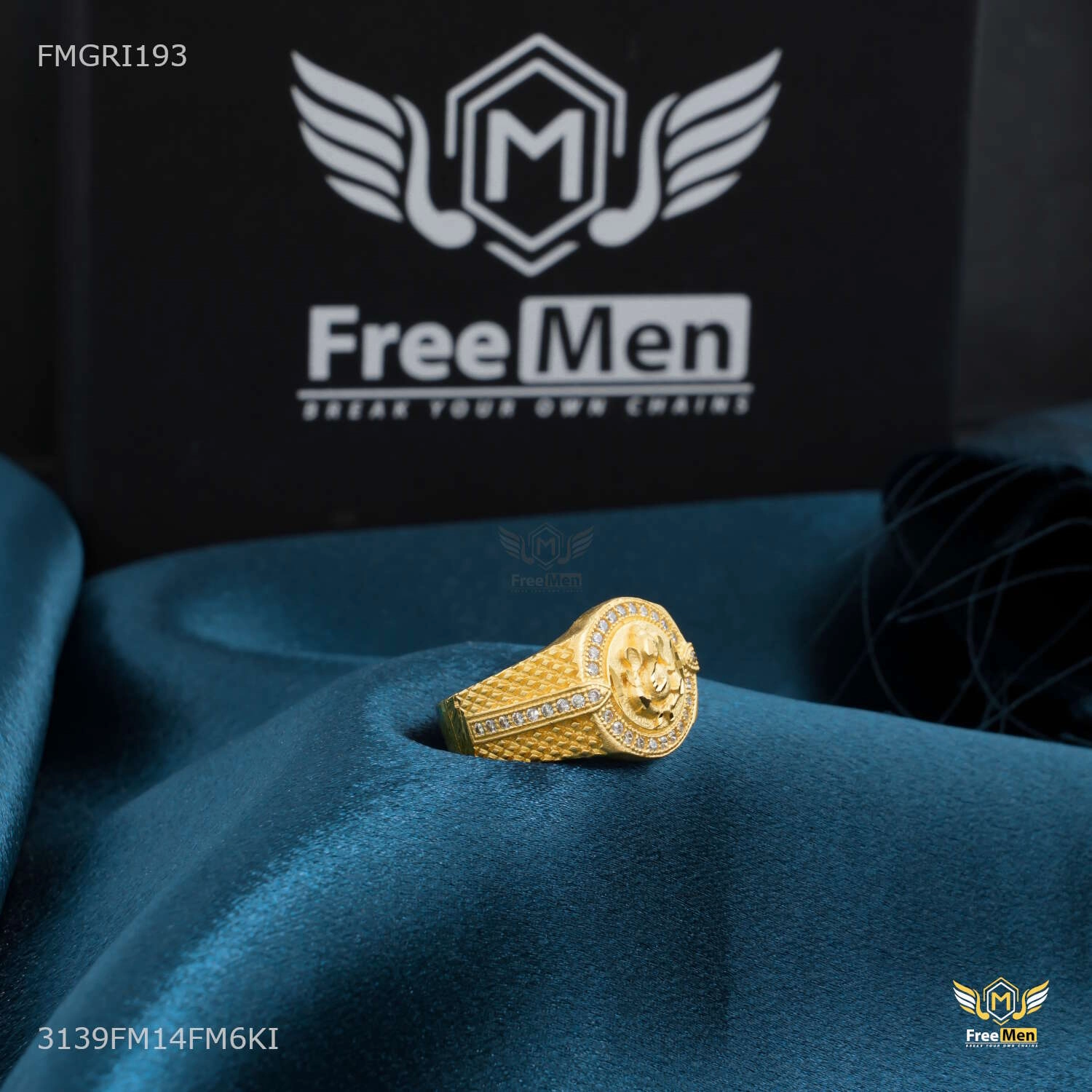 Exclusive Design Ganpati ji with Round Shini Dimond ring design for men - FMGRI193