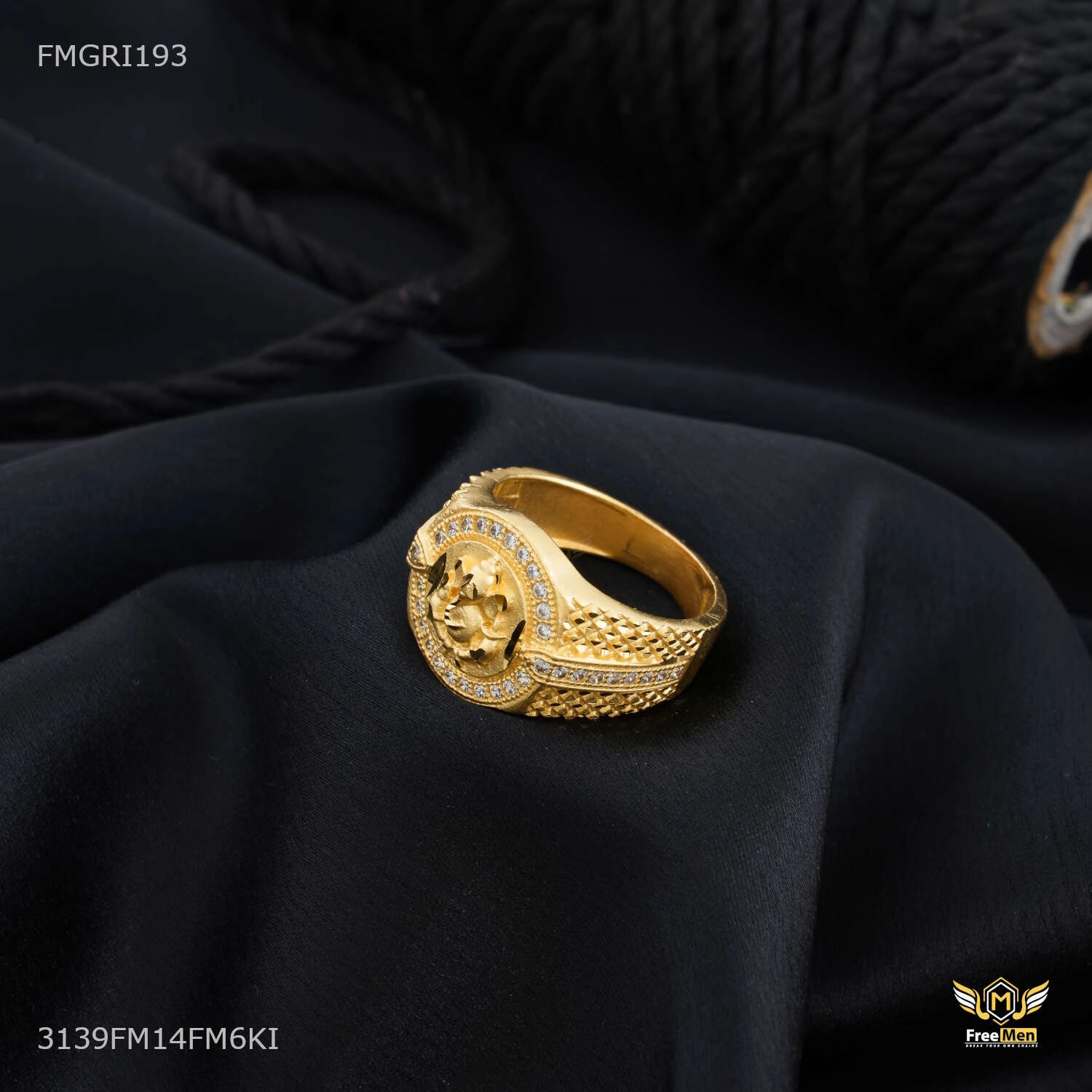 Timeless Favorite Artisan Sparkle Ganpati ji with Round Shini Dimond ring design for men - FMGRI193