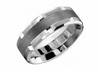 Clean Sparkle Timeless Spark Carlex Textured 7.5mm Wedding Ring in 14K White Gold/Tantalum