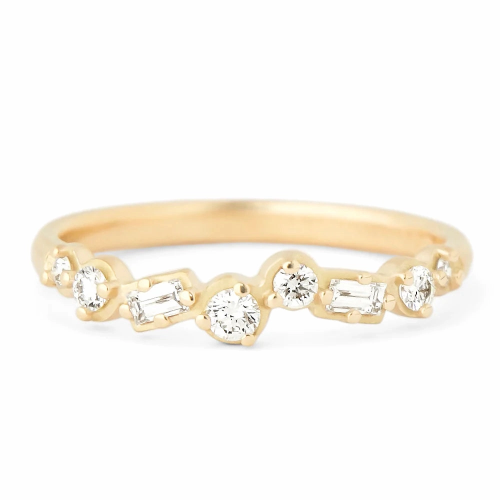 Surprise Gift Cascade Baguette   Round Diamond Ring - 18ky   Diamonds