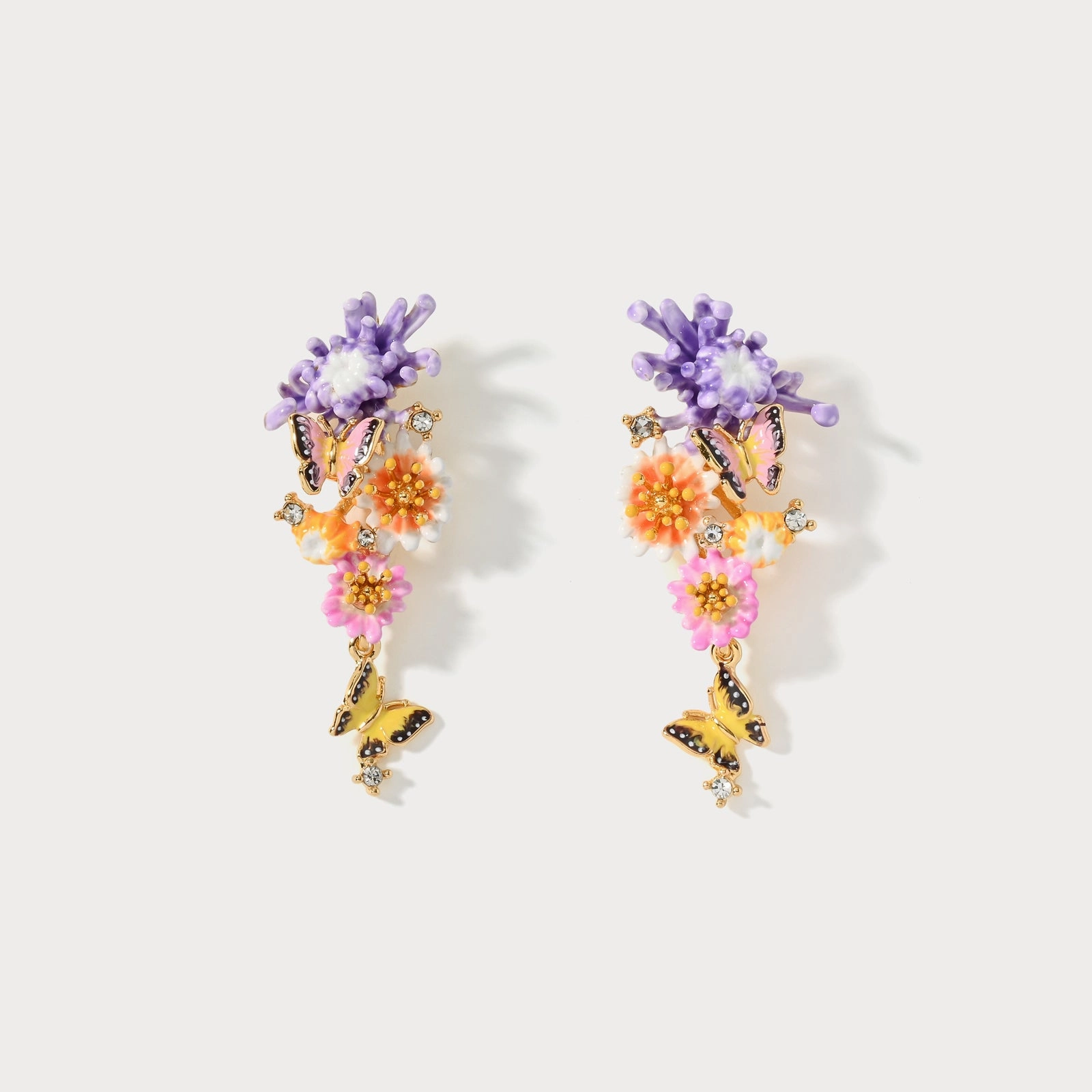 Daisy Butterfly Earrings Geometric Ornament High-Quality Appearance