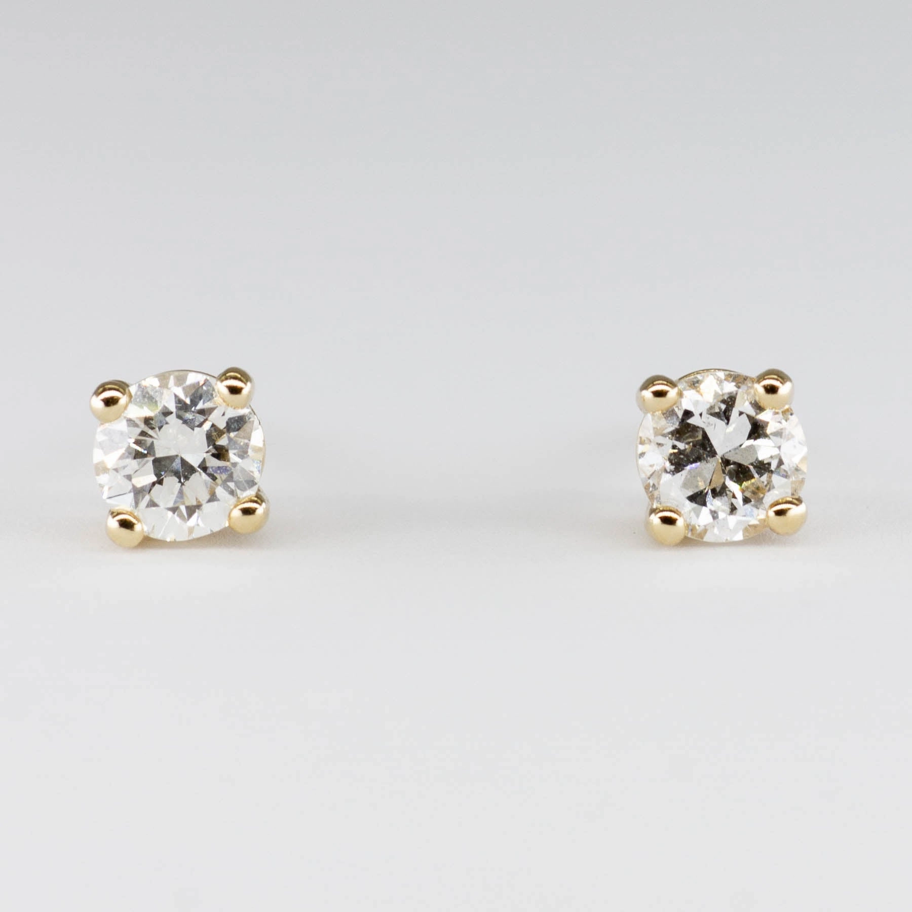 Shiny Embellishments '100 Ways' Antique Transitional Cut Yellow Gold Diamond Studs | 0.58 ctw SI2 H |