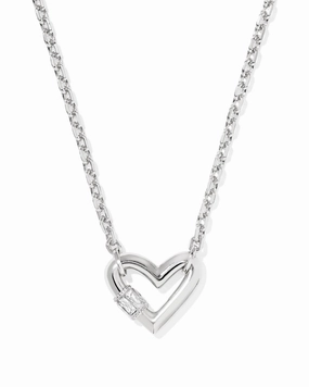 Fresh Touch Kendra Scott Emery Heart Silver Short Pendant Necklace