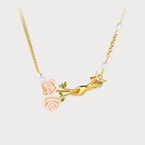 Champagne Rose Necklace Concert Style