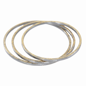 Glam Vibe Fashion Accent Orbit Bangle - 22k Gold   Oxidized Silver
