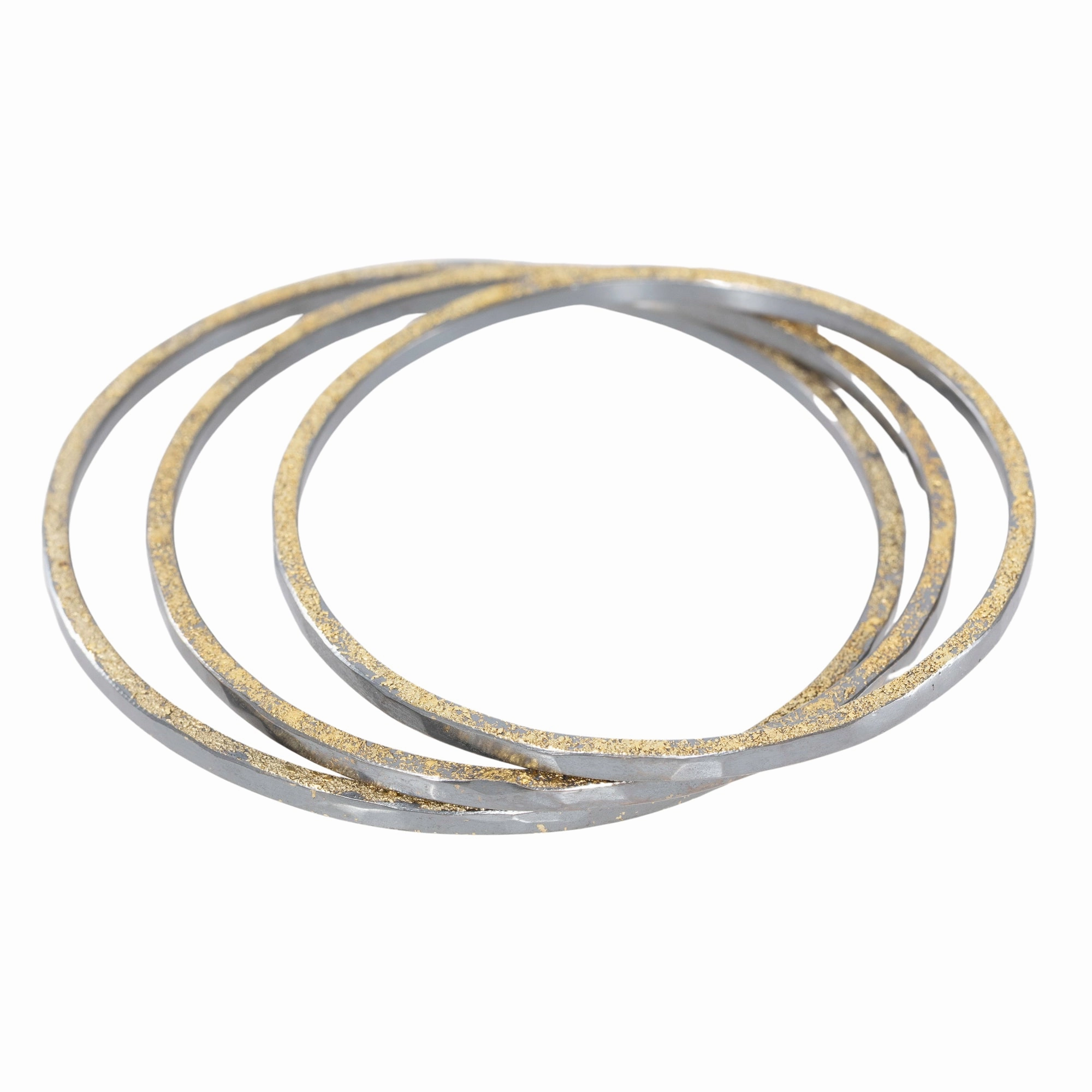 Glam Vibe Fashion Accent Orbit Bangle - 22k Gold   Oxidized Silver