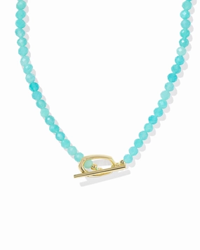 Kendra Scott Sylvia Gold Teal Amazonite Strand Necklace soft look Work Friendly