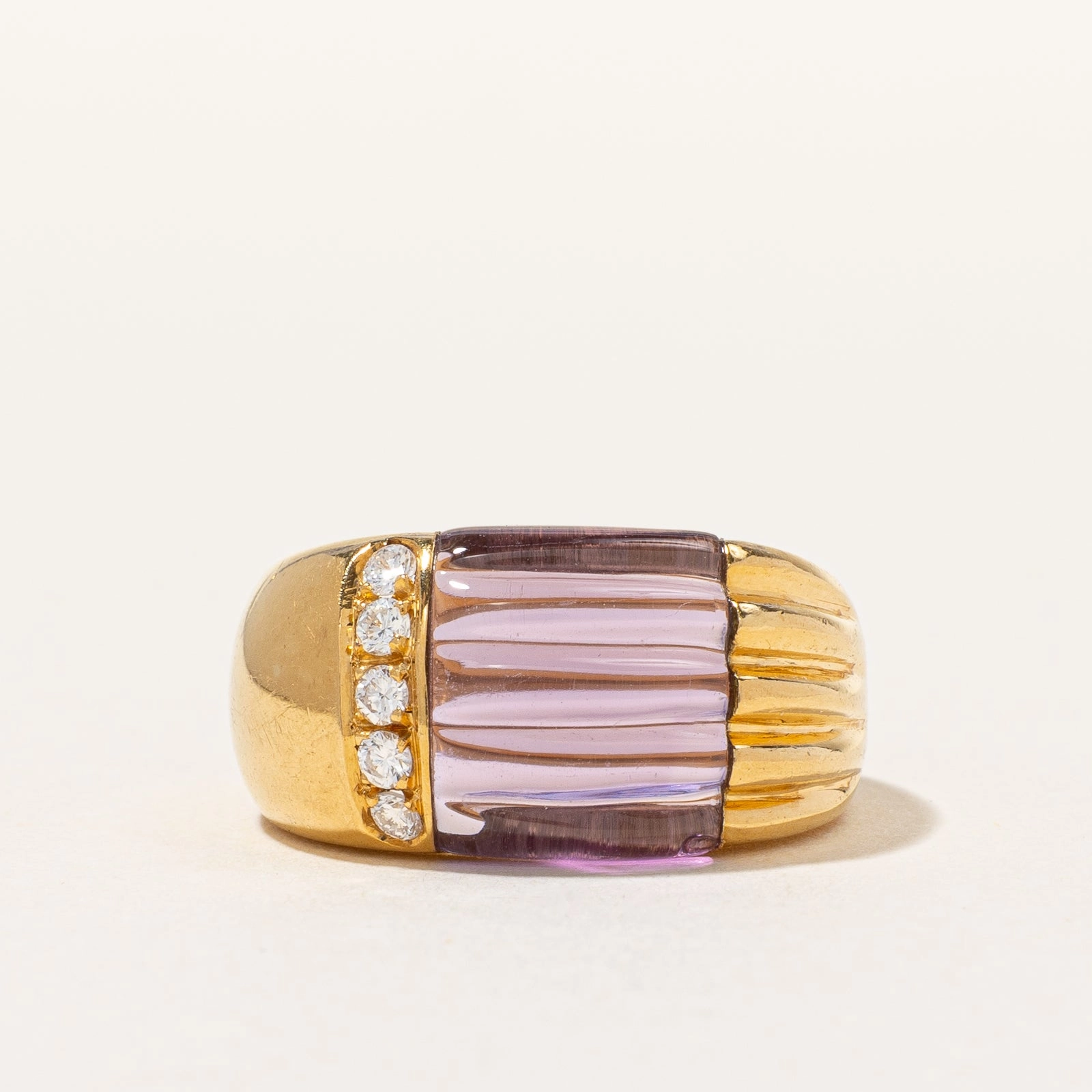 Amethyst & Diamond Cocktail Ring | 4.00ct, 0.15ctw | SZ 6.75 | Charming Edge