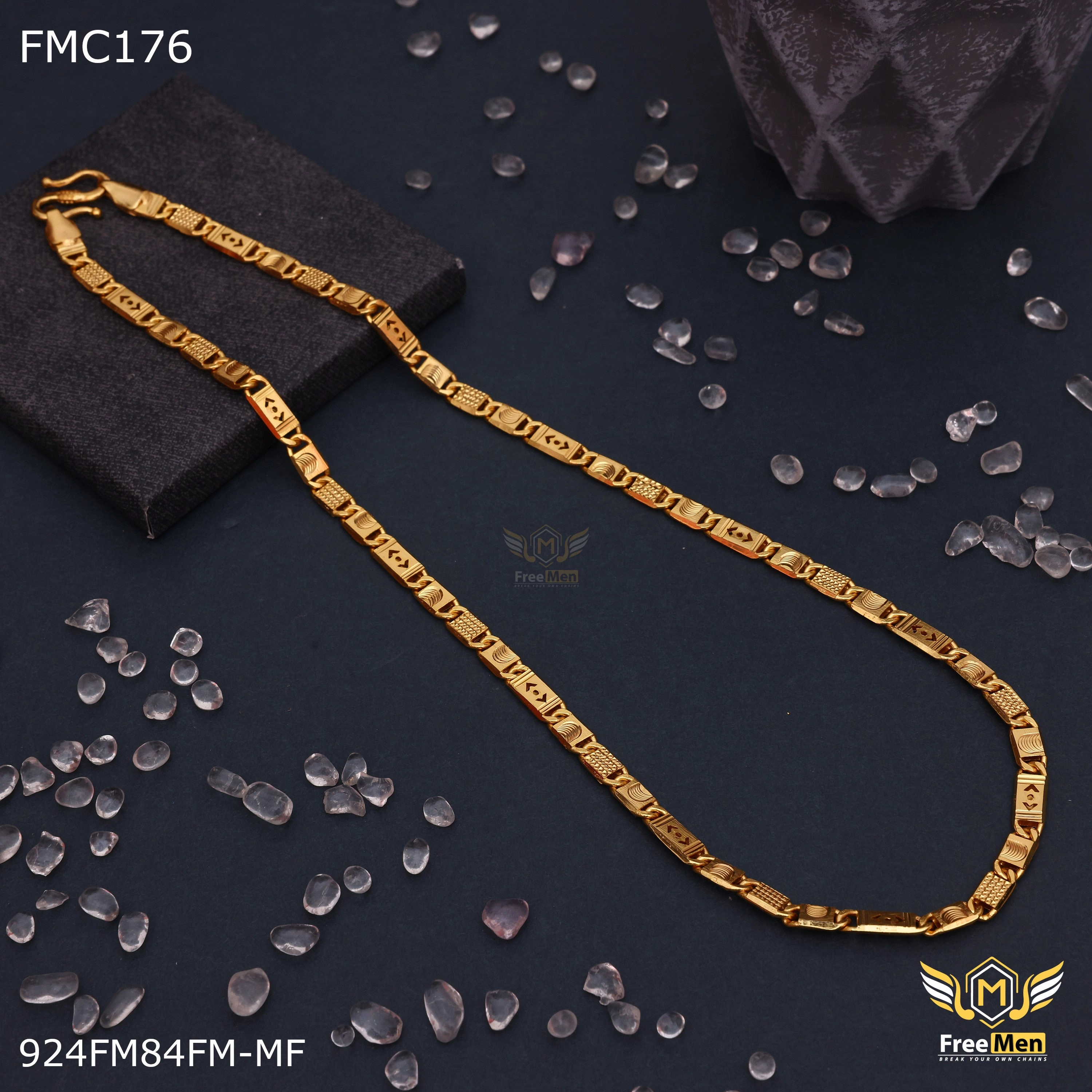 Lustrous Sparkle Sparkling Craftwork Freemen Stunning Direction OBO Nawabi Chain for Men - FMC176