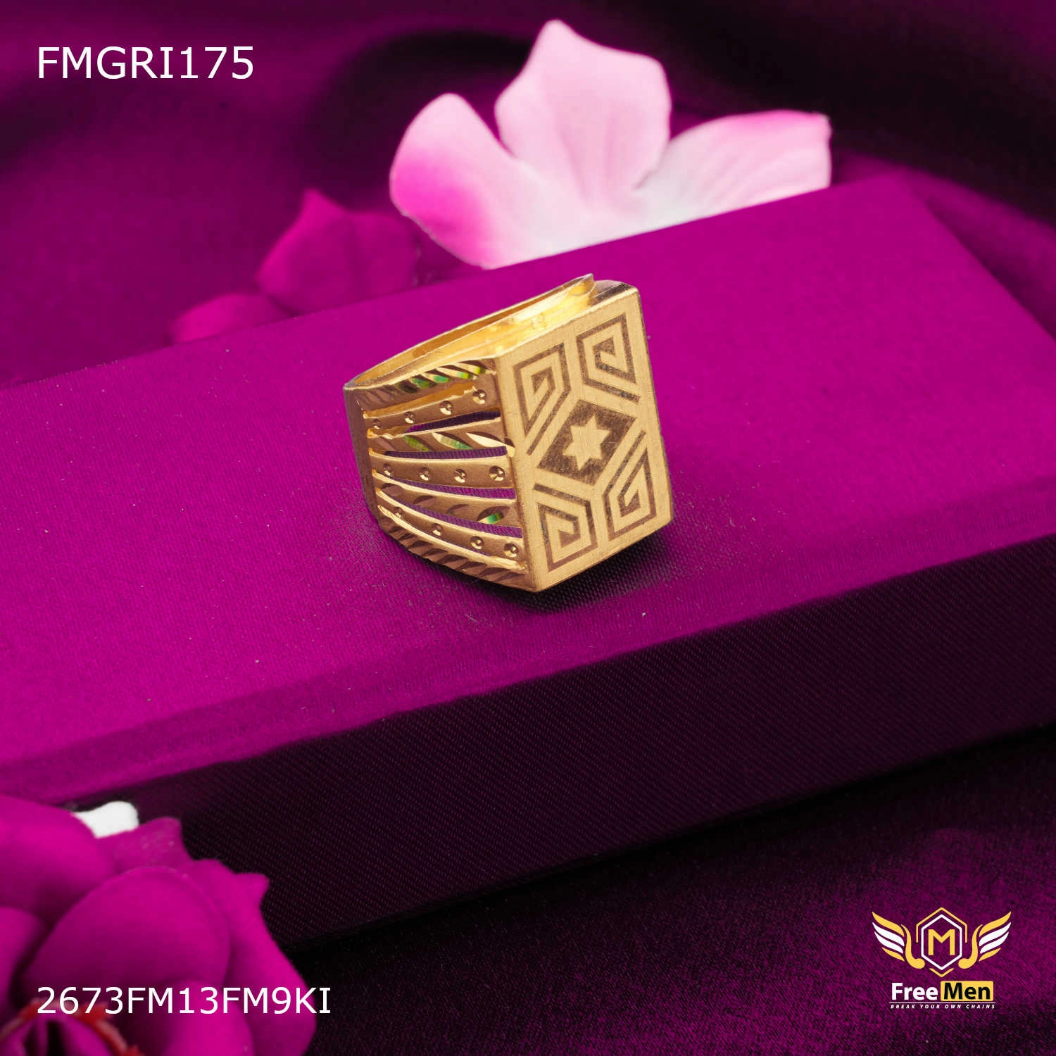 Geometric Gold Plated Ring for Men Designer Collection Shining Edge Premium Piece